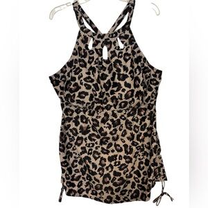 AQUA EVE Leopard Print Tankini Swim Top Size 22W